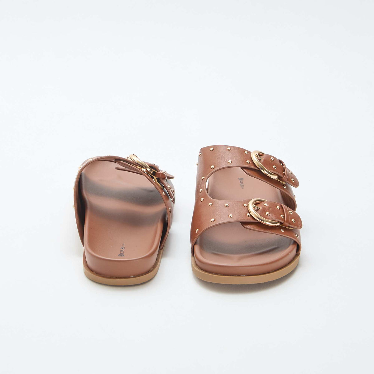 Mules avec brides à boucle dorée MARRON