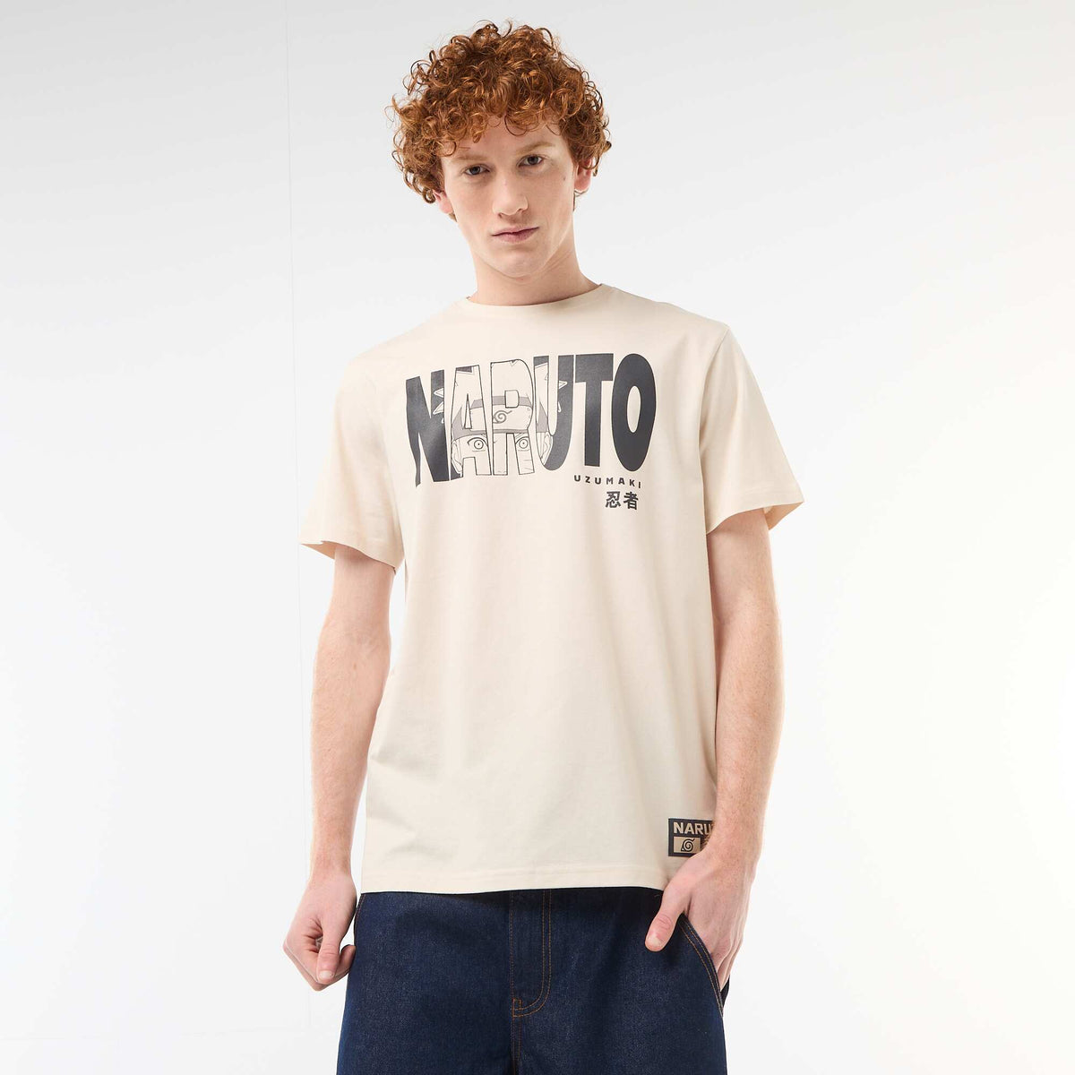 T-shirt imprimé 'Naruto' en coton uni BEIGE