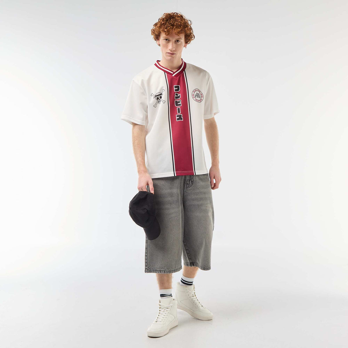 Maillot de foot imprimé 'One piece' BLANC