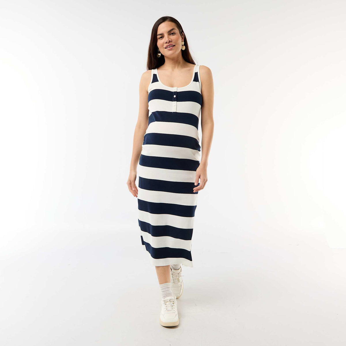 Robe débardeur de maternité en rib BLEU