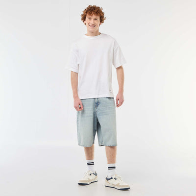 Bermuda denim baggy en coton BLEU