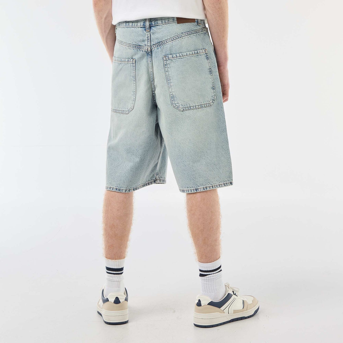 Bermuda denim baggy en coton BLEU