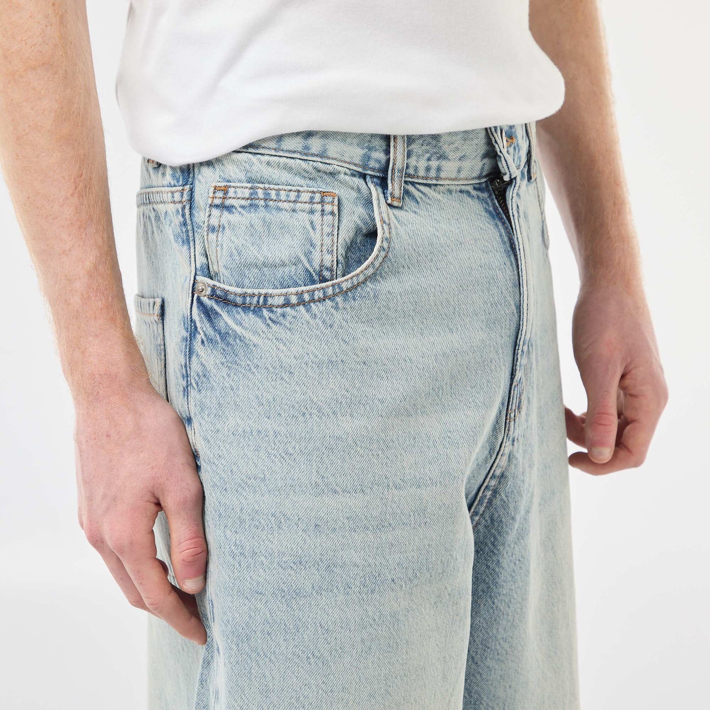 Bermuda denim baggy en coton BLEU