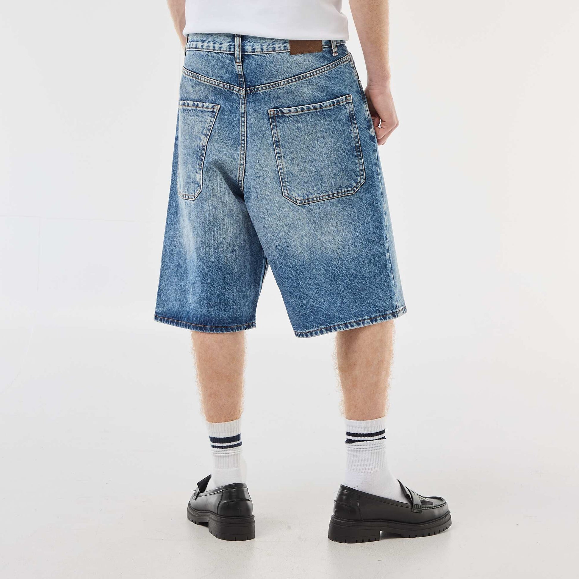 Bermuda denim baggy en coton BLEU
