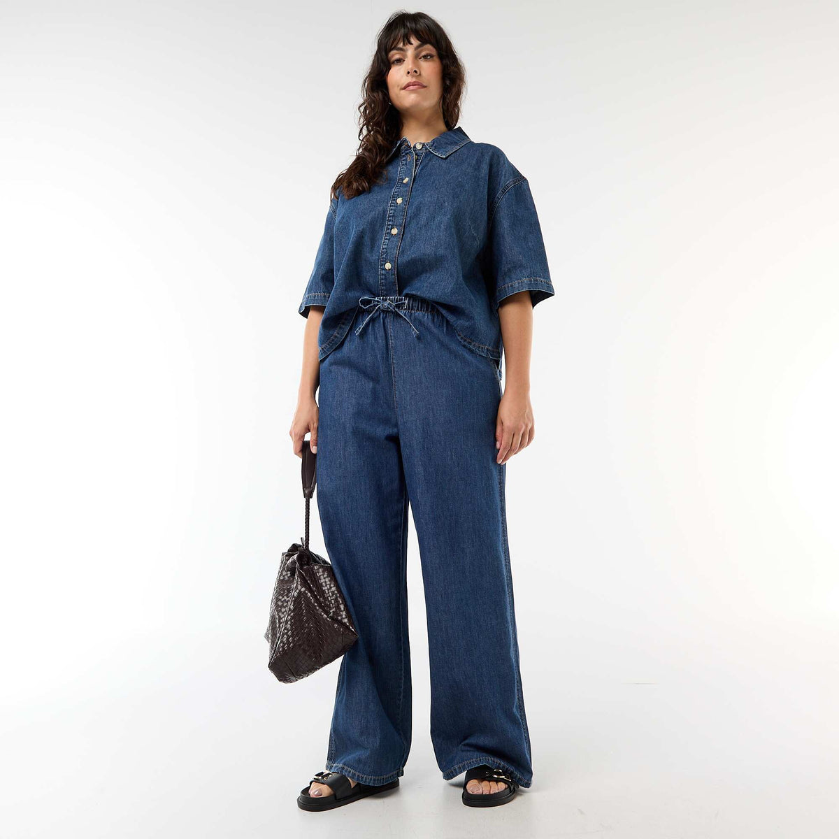 Pantalon large avec 2 poches BLEU
