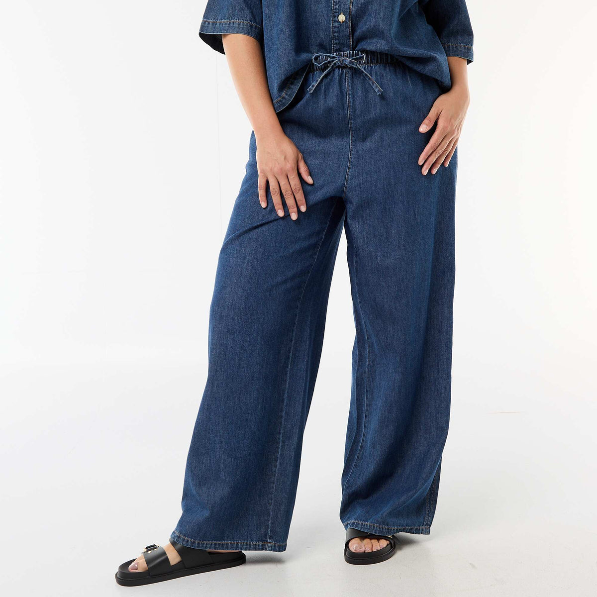 Pantalon large avec 2 poches BLEU