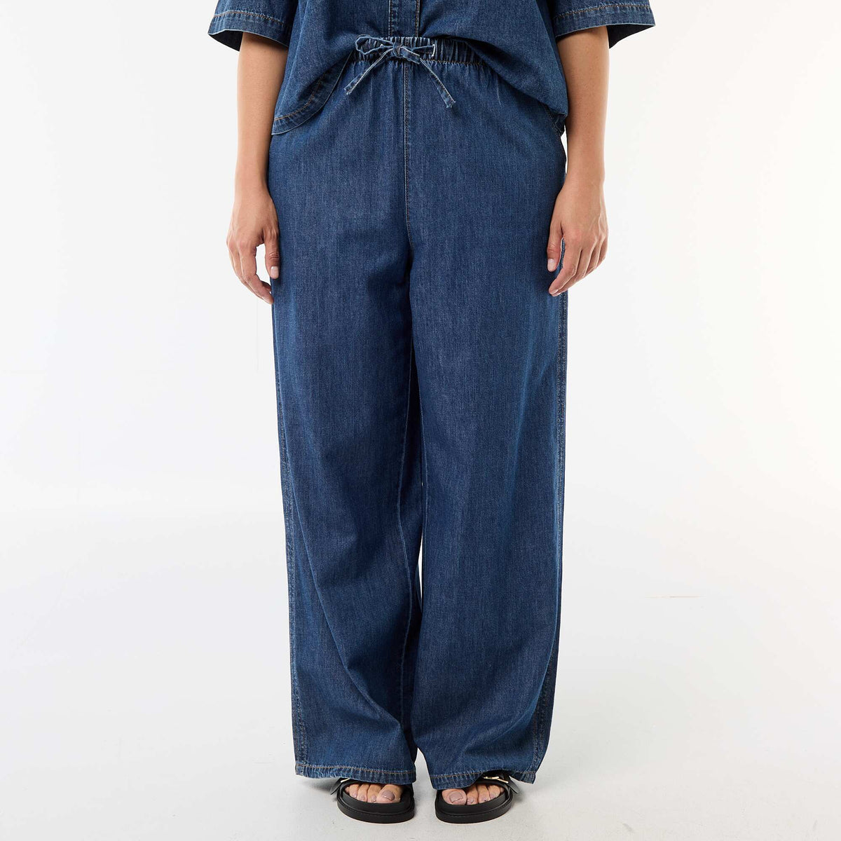 Pantalon large avec 2 poches BLEU