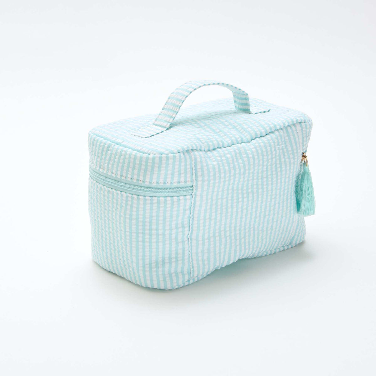 Vanity à motifs avec poignée de portage BLEU