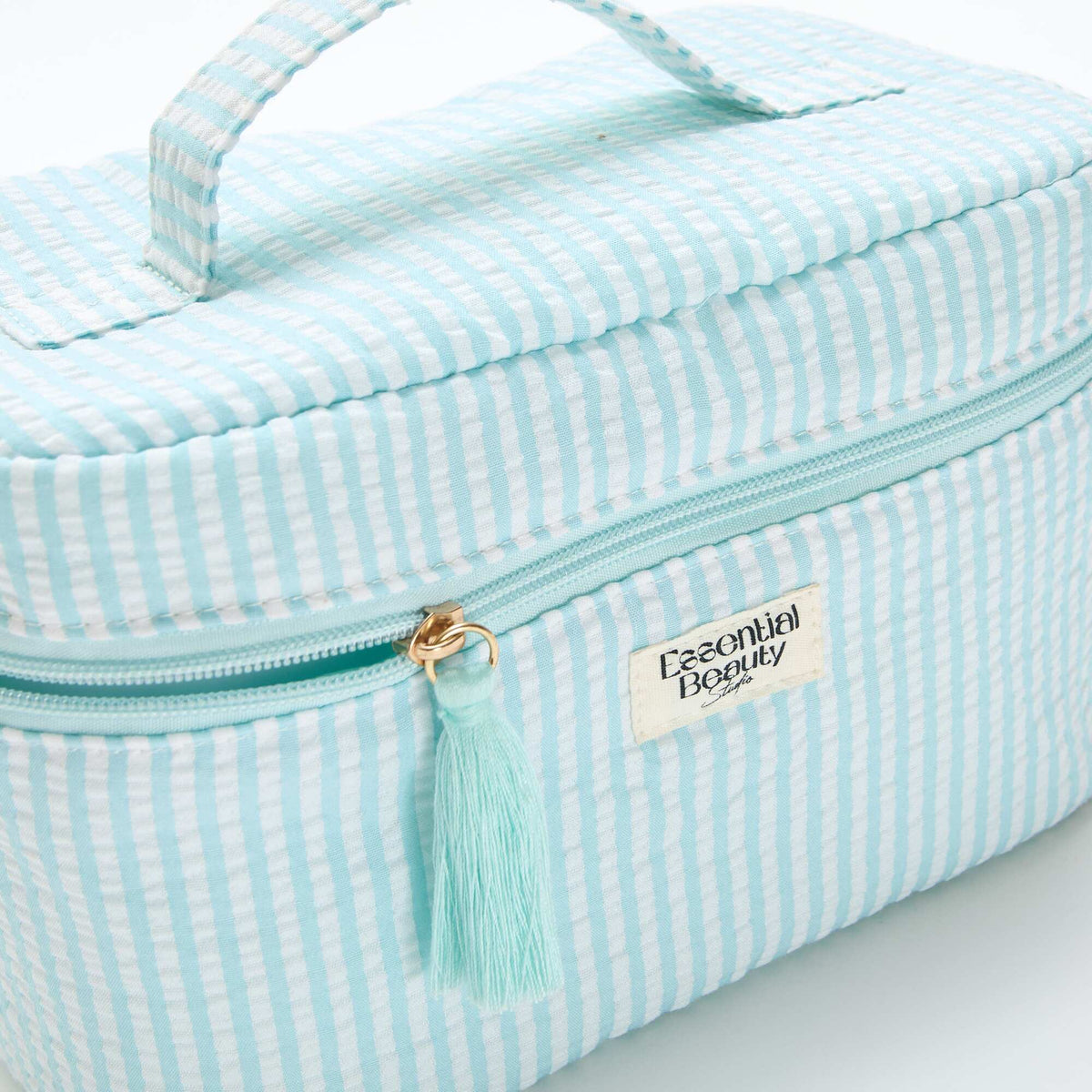 Vanity à motifs avec poignée de portage BLEU