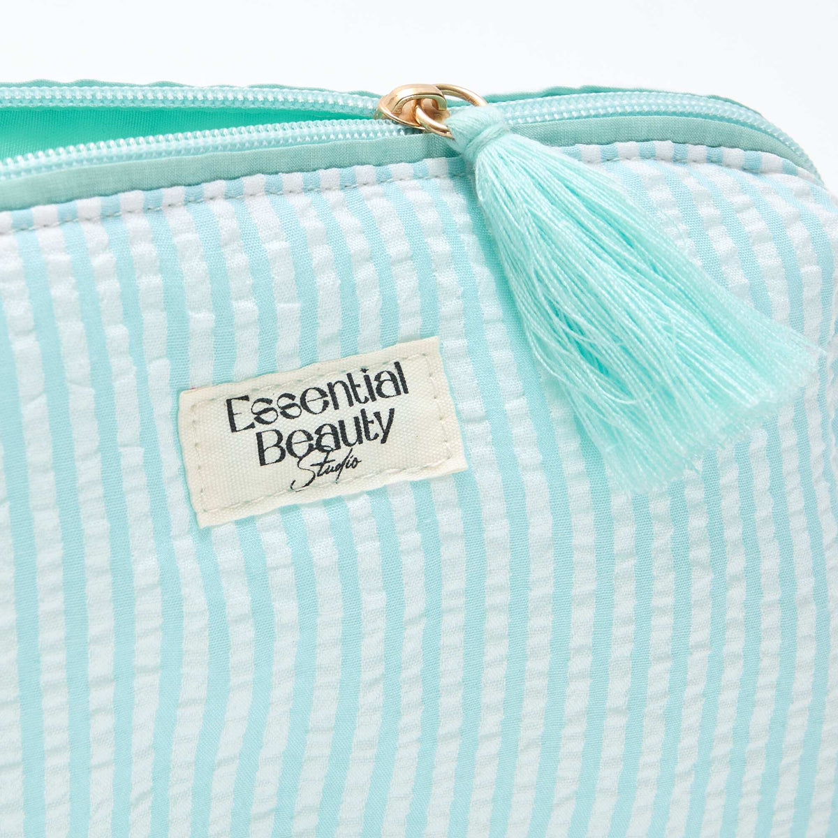 Trousse imprimée à ouverture zippée BLEU