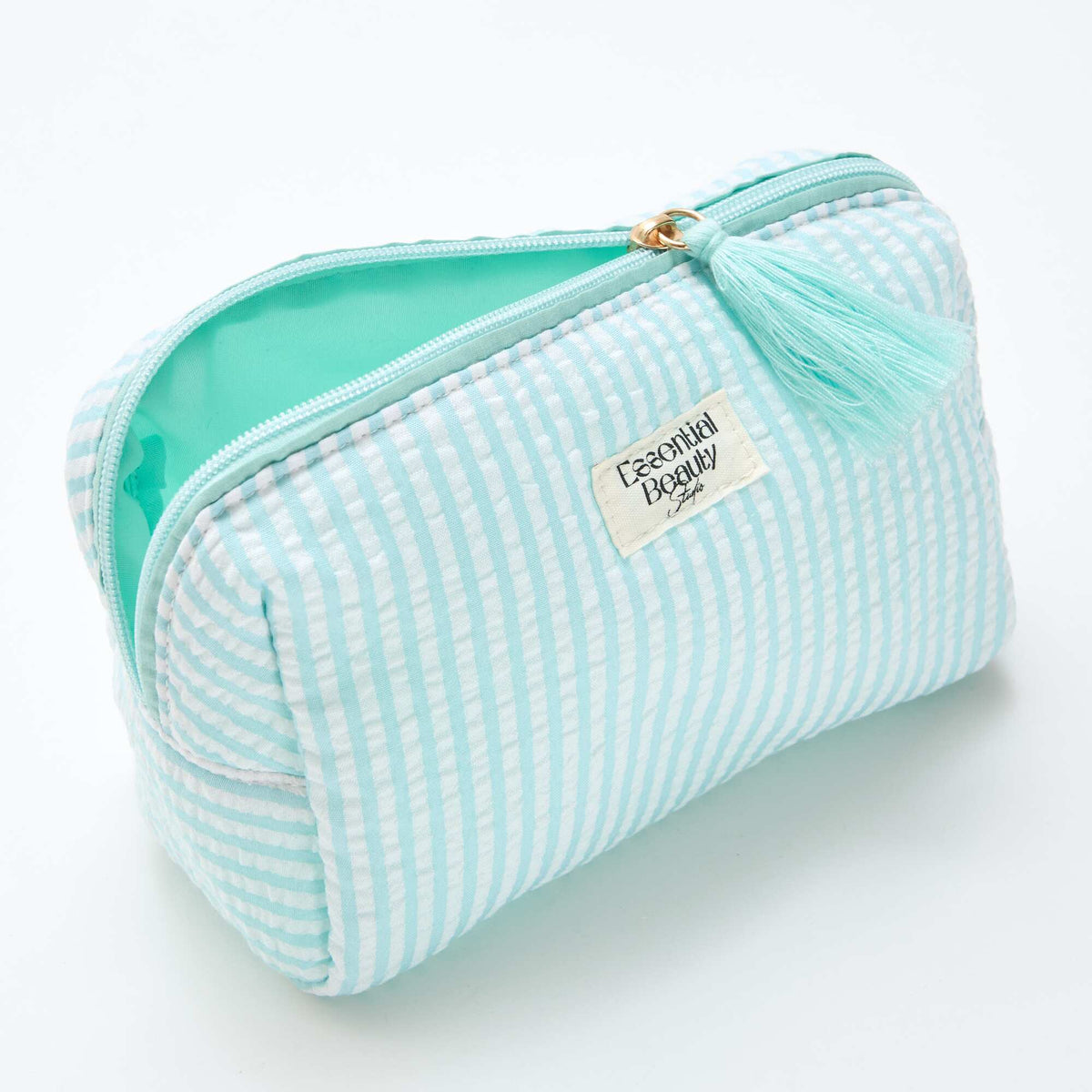 Trousse imprimée à ouverture zippée BLEU