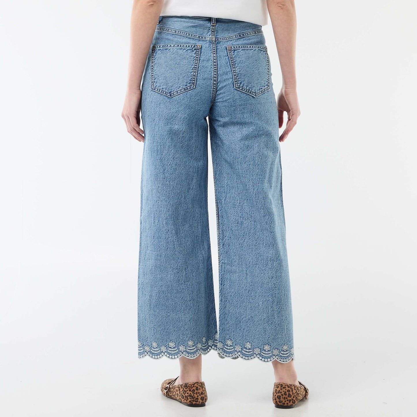 Pantalon wide leg à poches plaquées BLEU