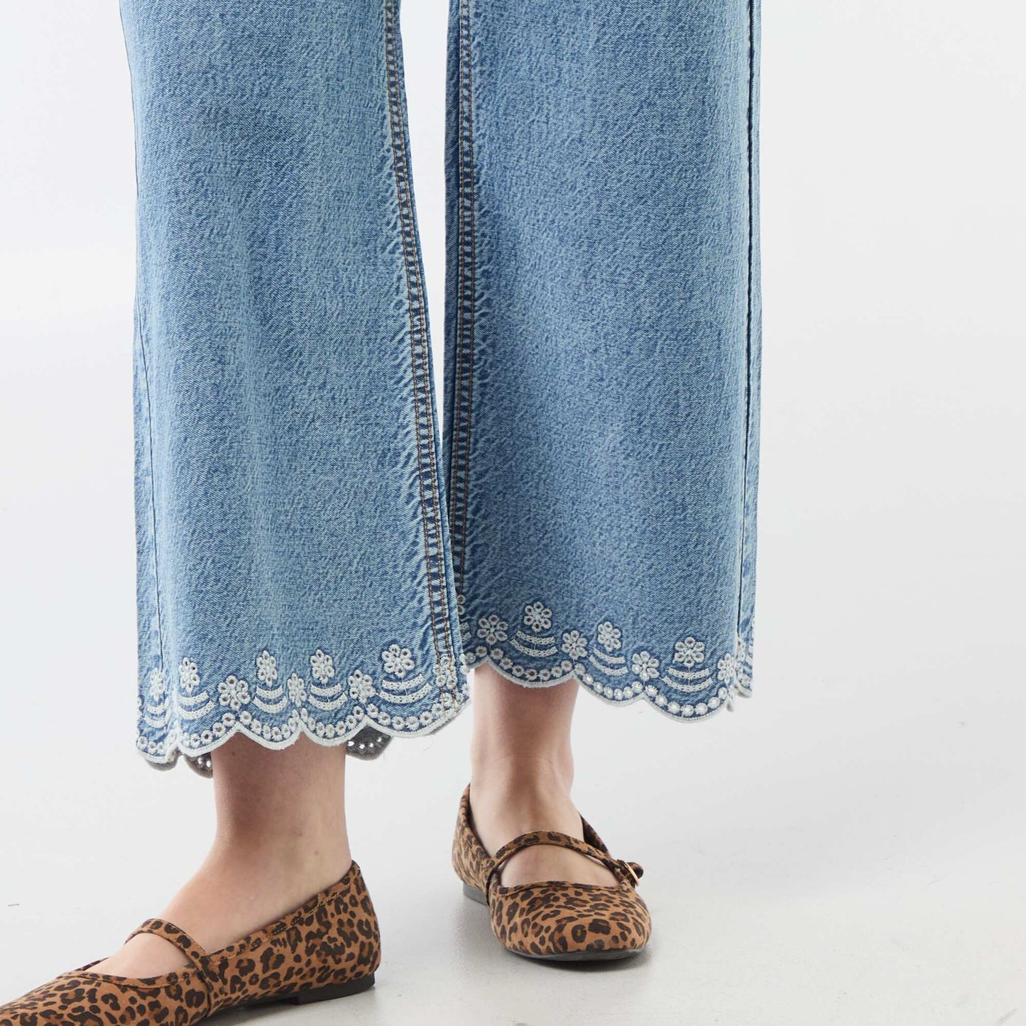 Pantalon wide leg à poches plaquées BLEU