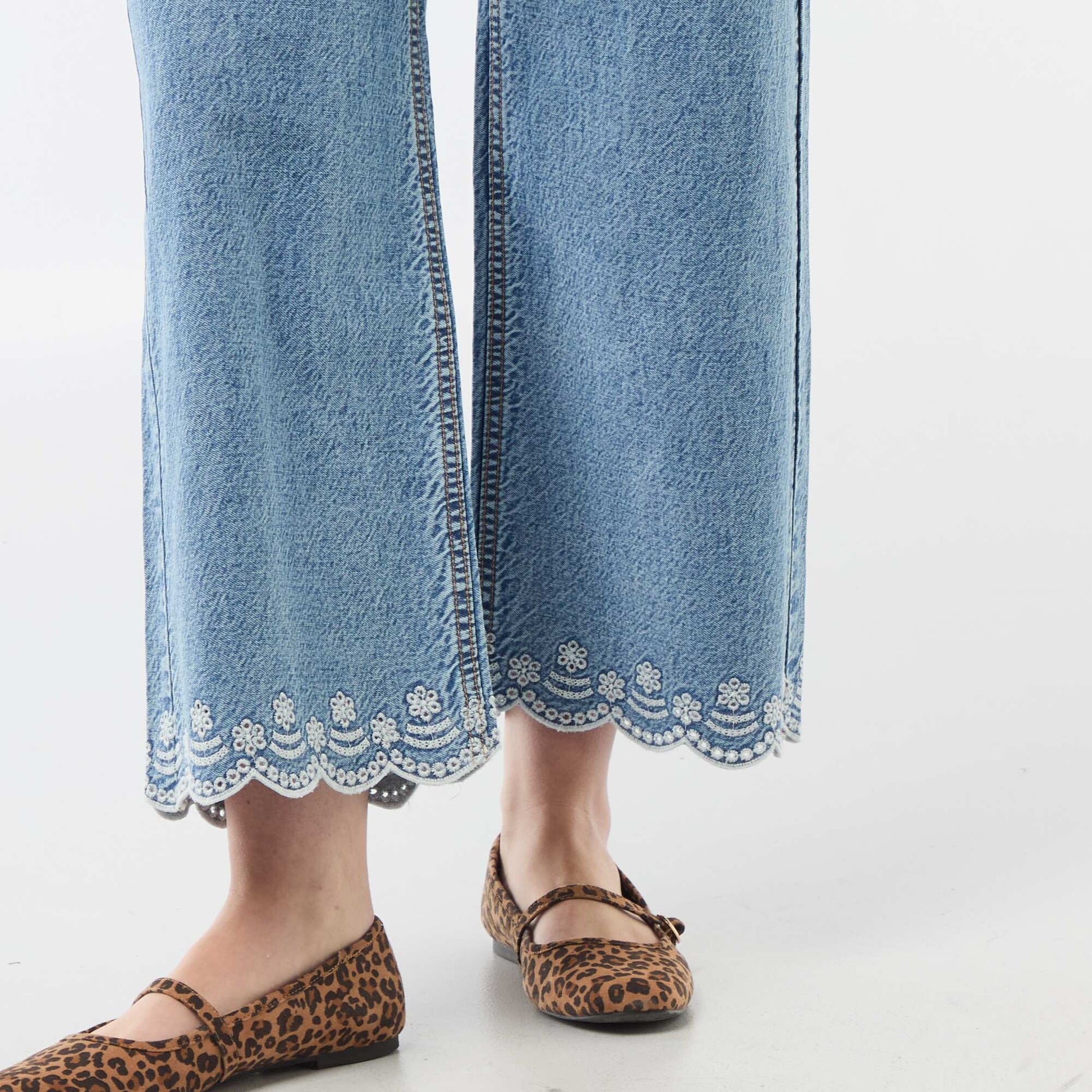 Pantalon wide leg à poches plaquées BLEU