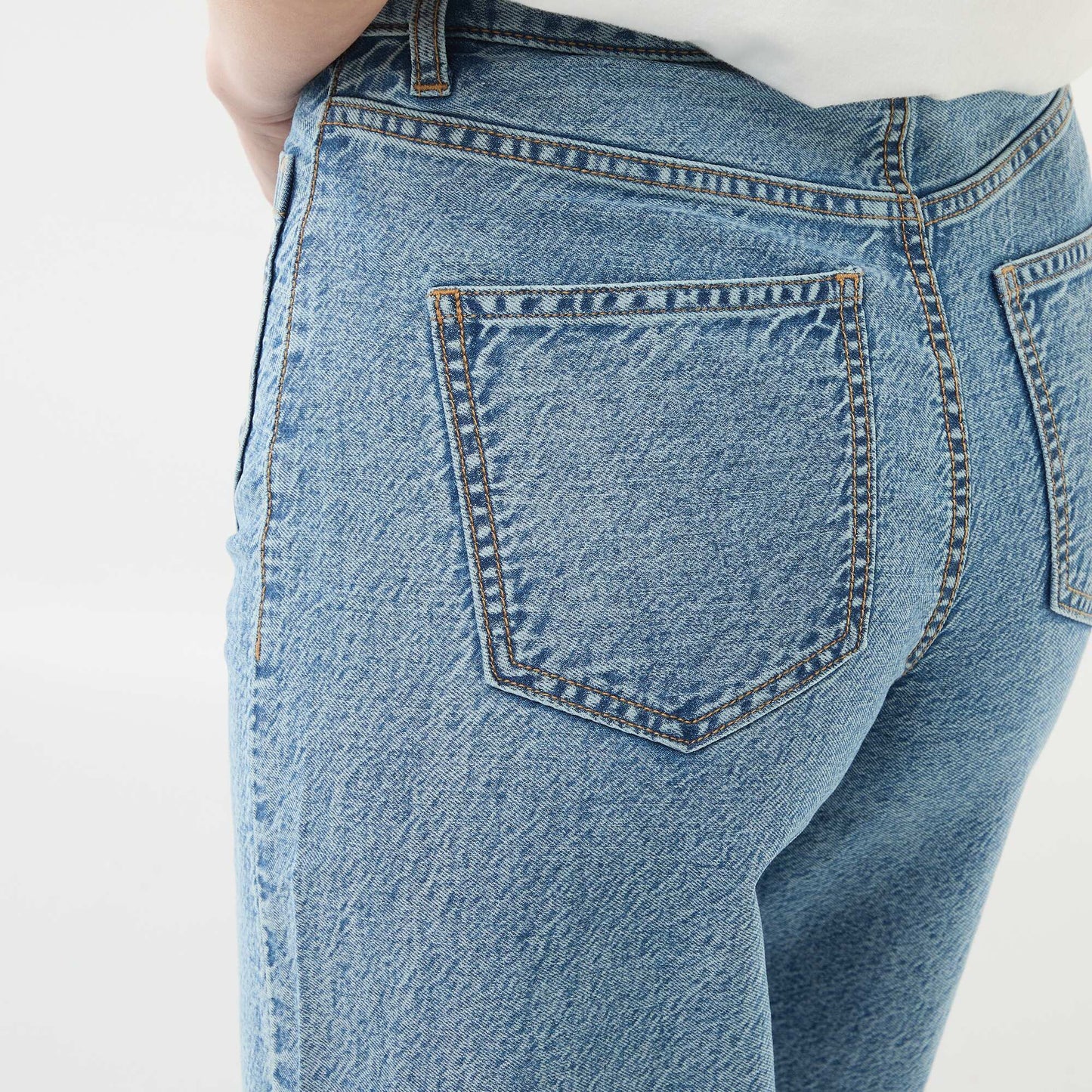 Pantalon wide leg à poches plaquées BLEU