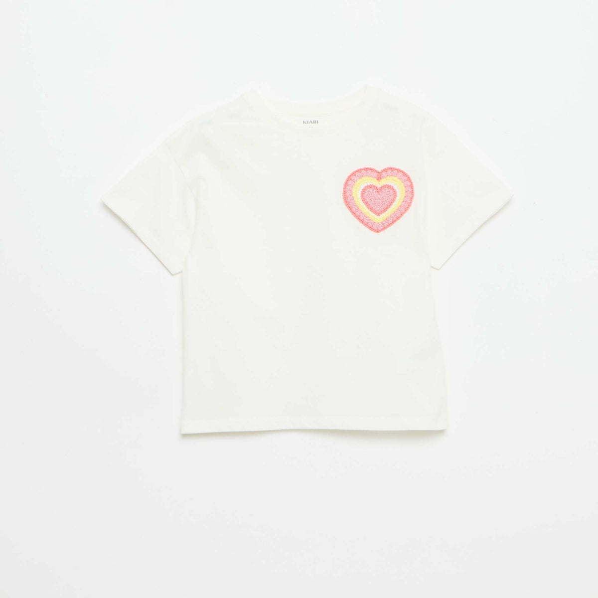 Tee-shirt avec broderie à la poitrine BLANC