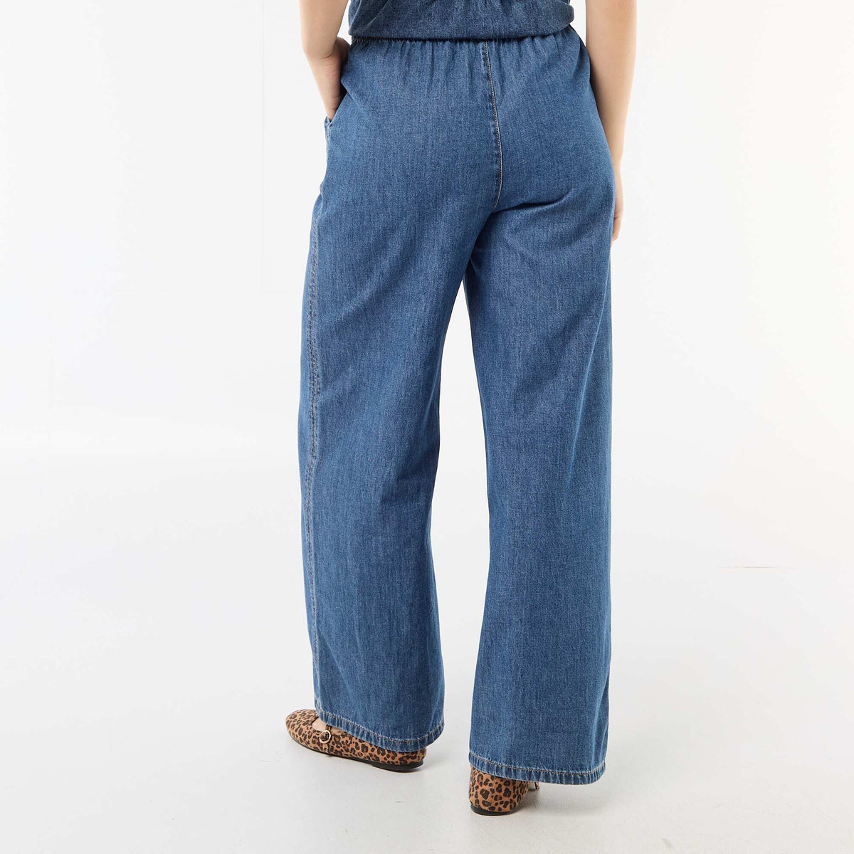 Pantalon large en denim BLEU