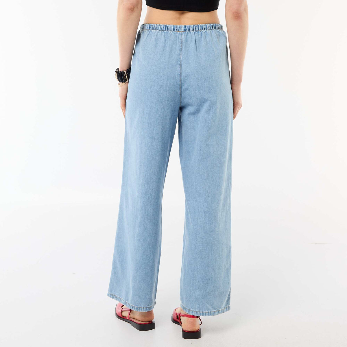 Pantalon large en denim BLEU