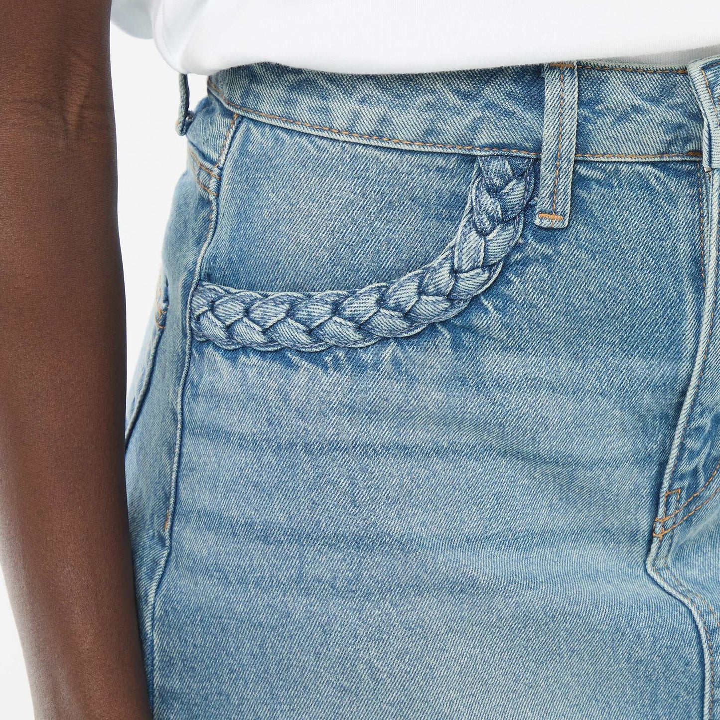 Jupe en jean poches tressées BLEU