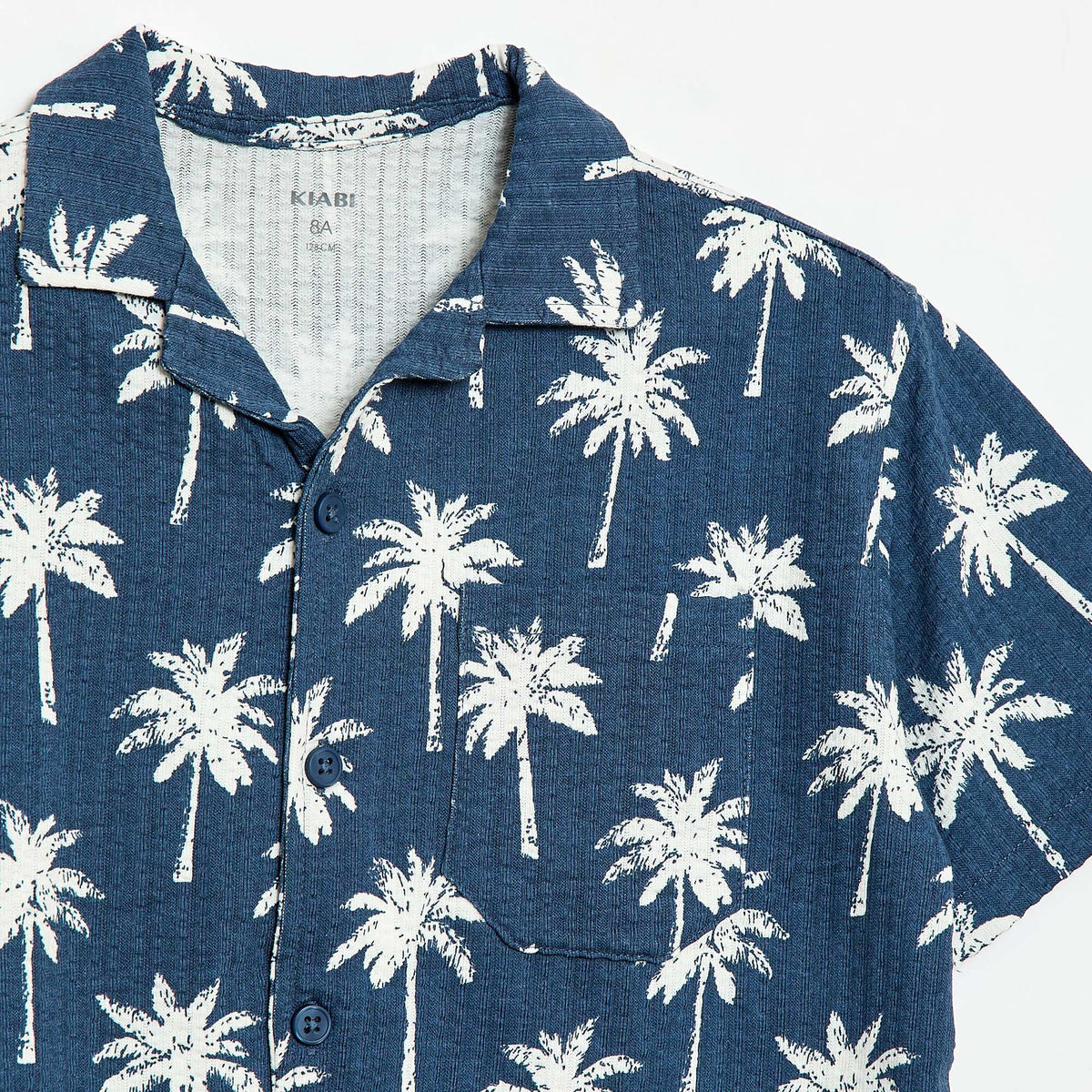 Chemise à manches courtes en nid d'abeilles BLEU
