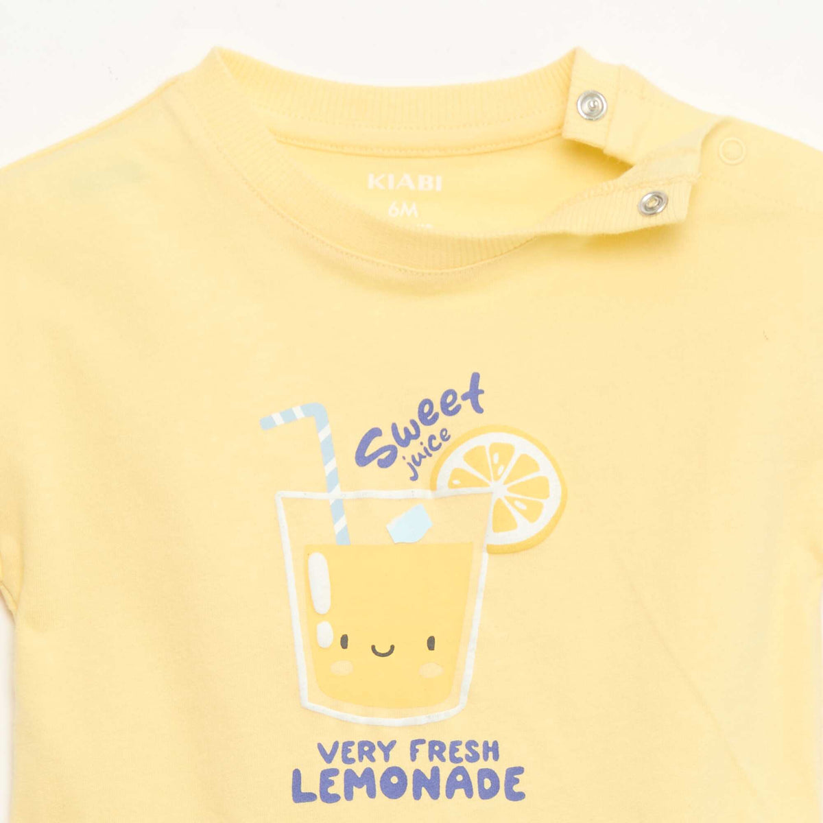 Tee-shirt en coton avec broderie poitrine JAUNE