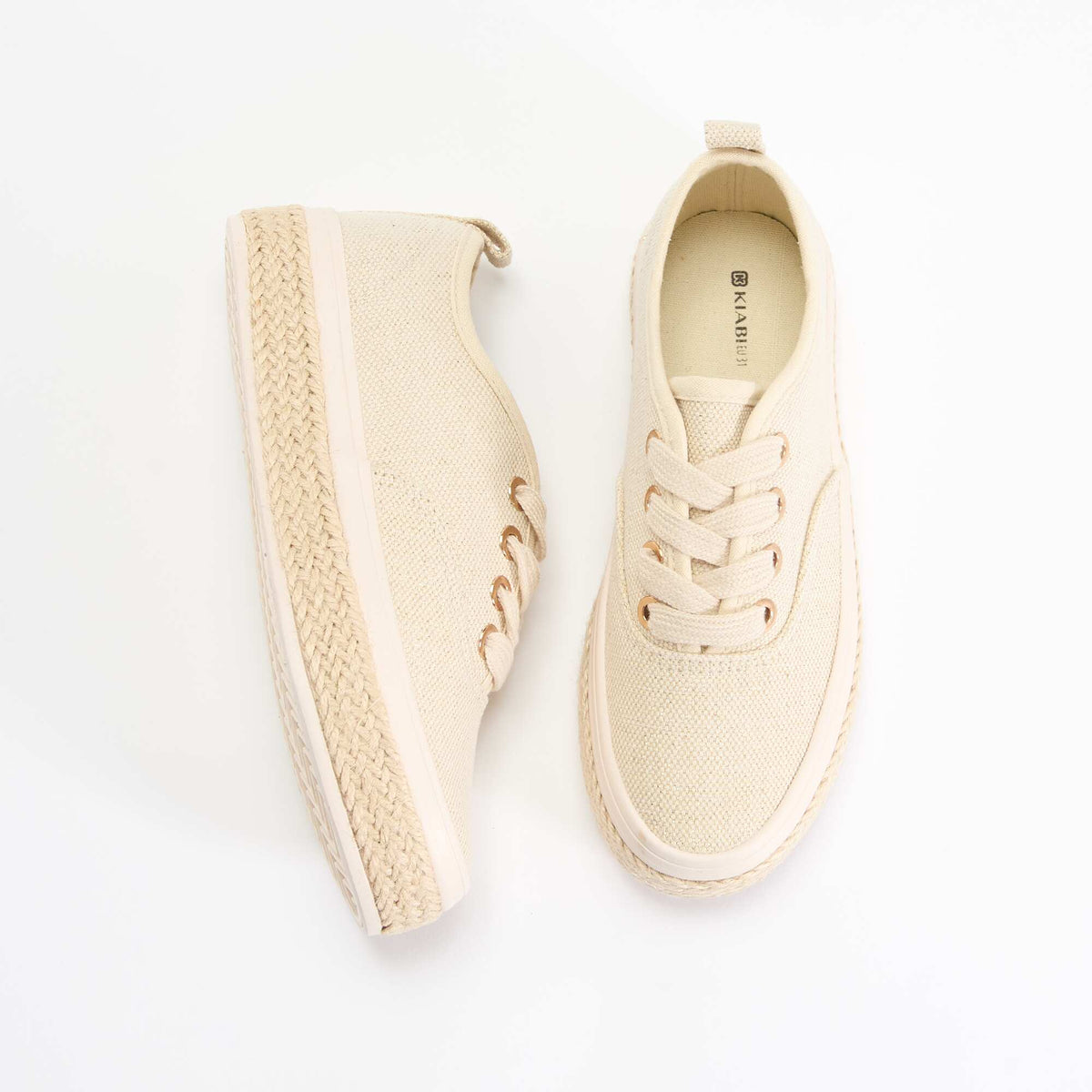 Baskets basses avec semelle en corde JAUNE