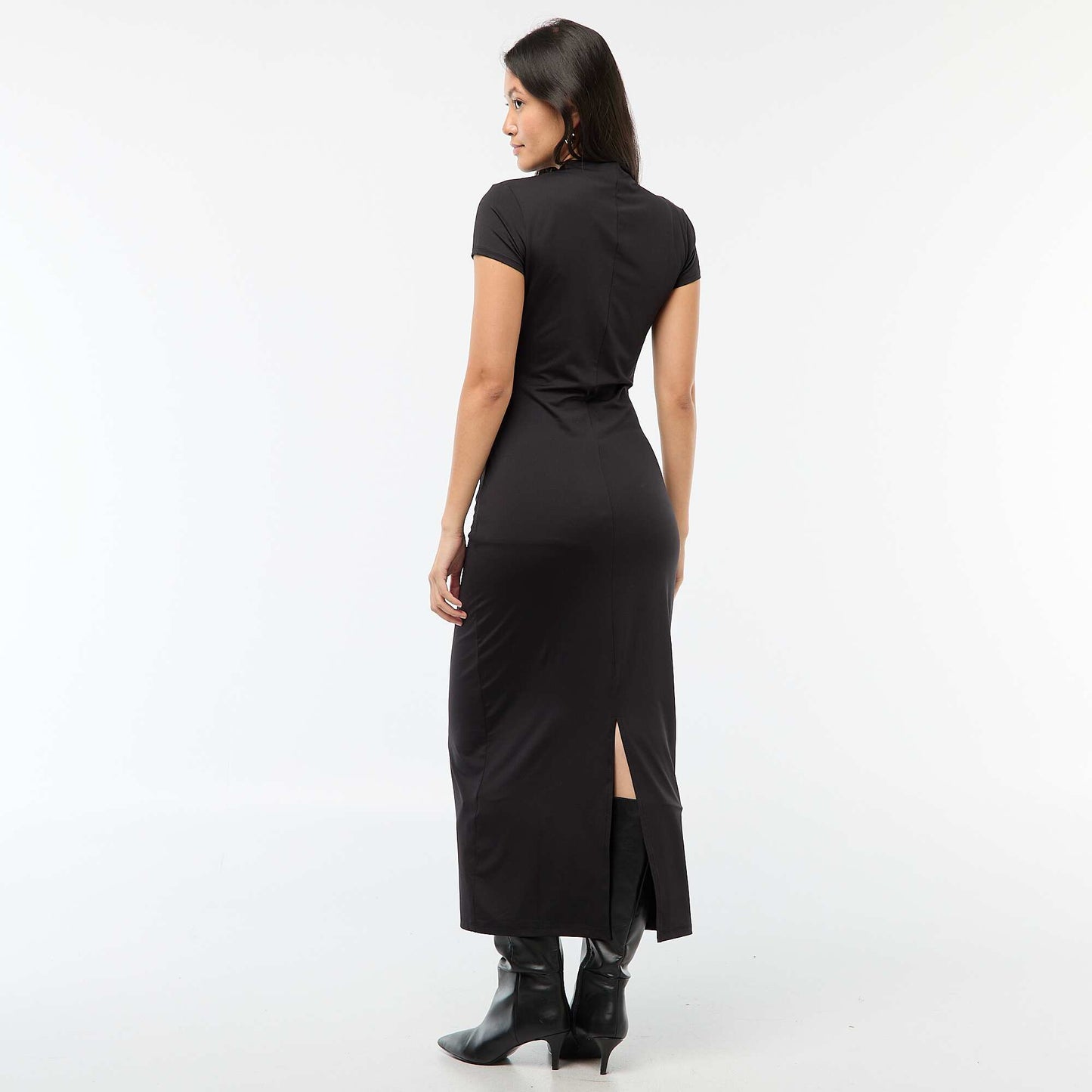 Robe longue manches courtes uni NOIR