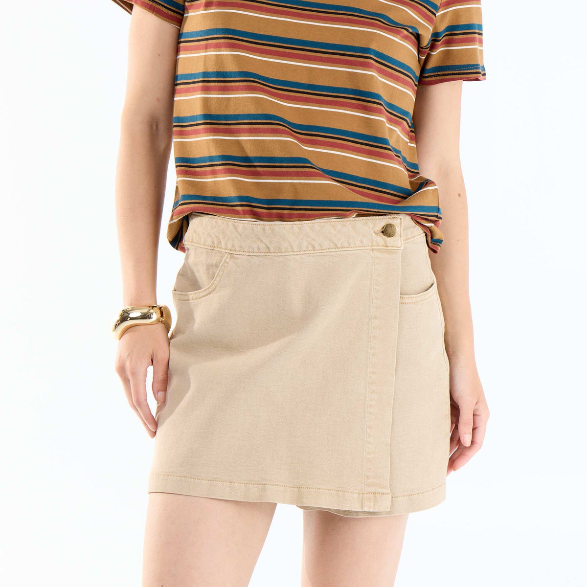 Jupe short en jean BEIGE