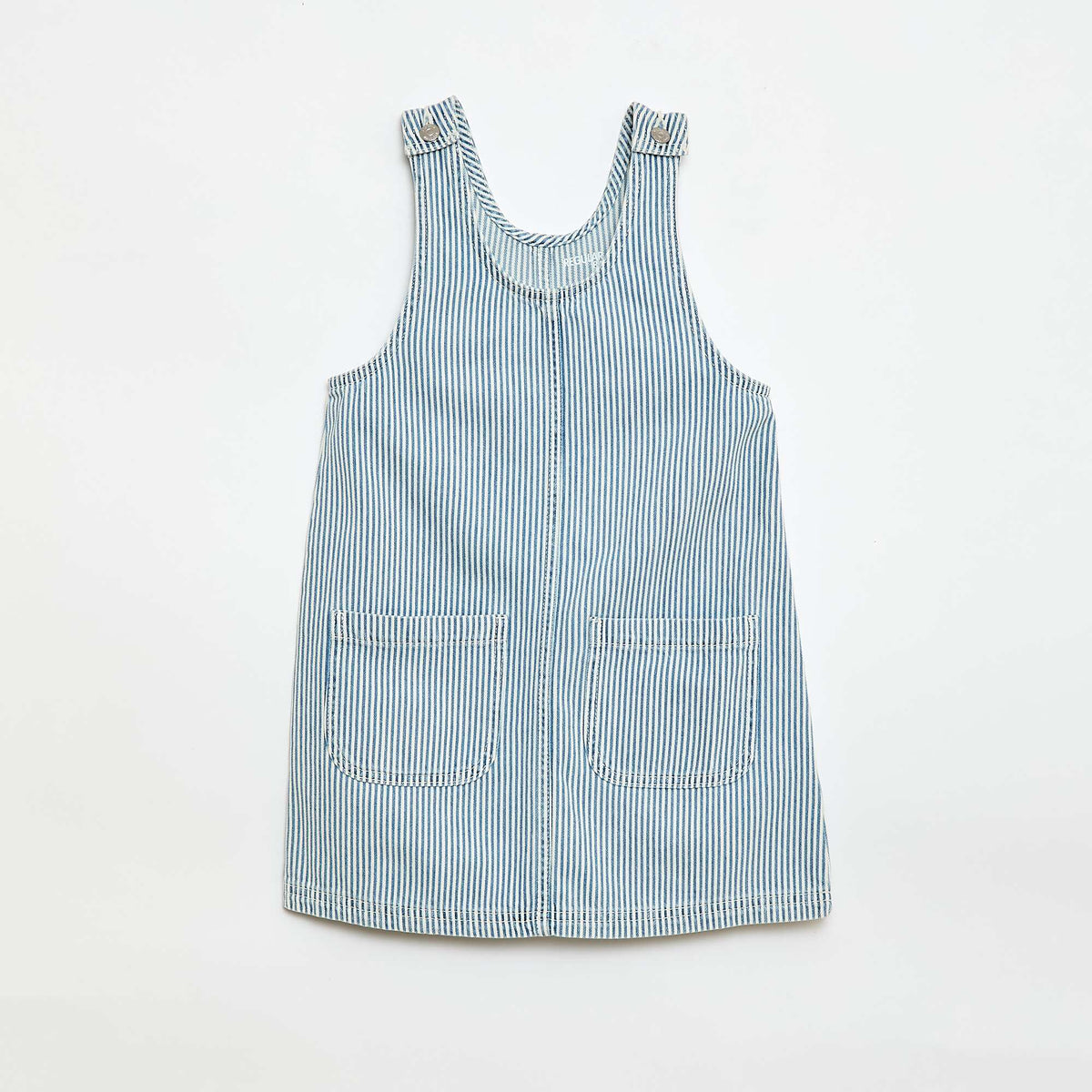 Robe salopette courte en jean BLEU