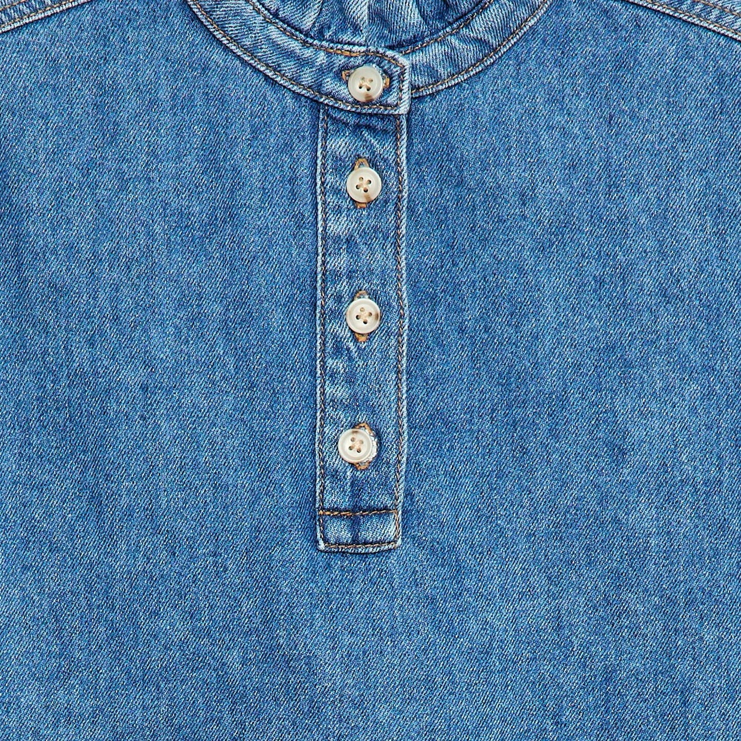 Robe col mao en jean BLEU
