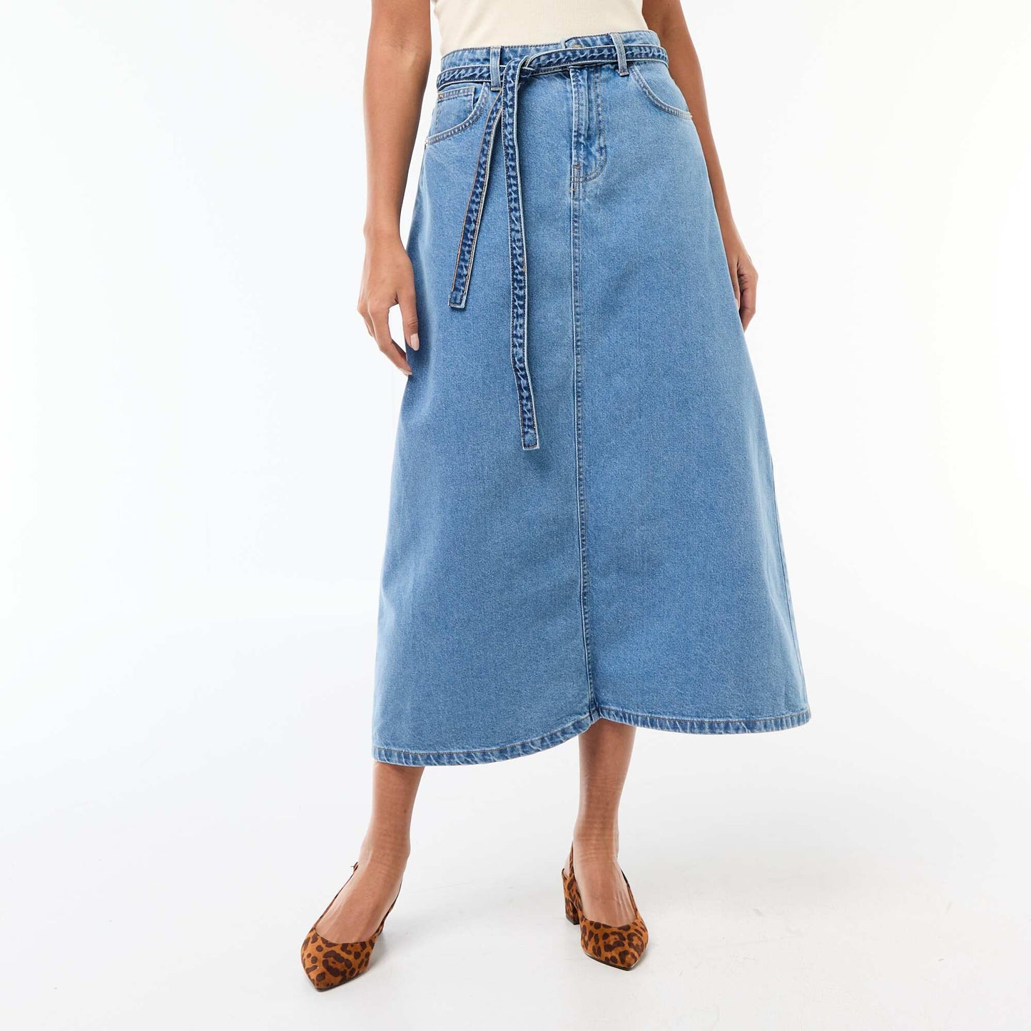 Jupe longue en jean BLEU