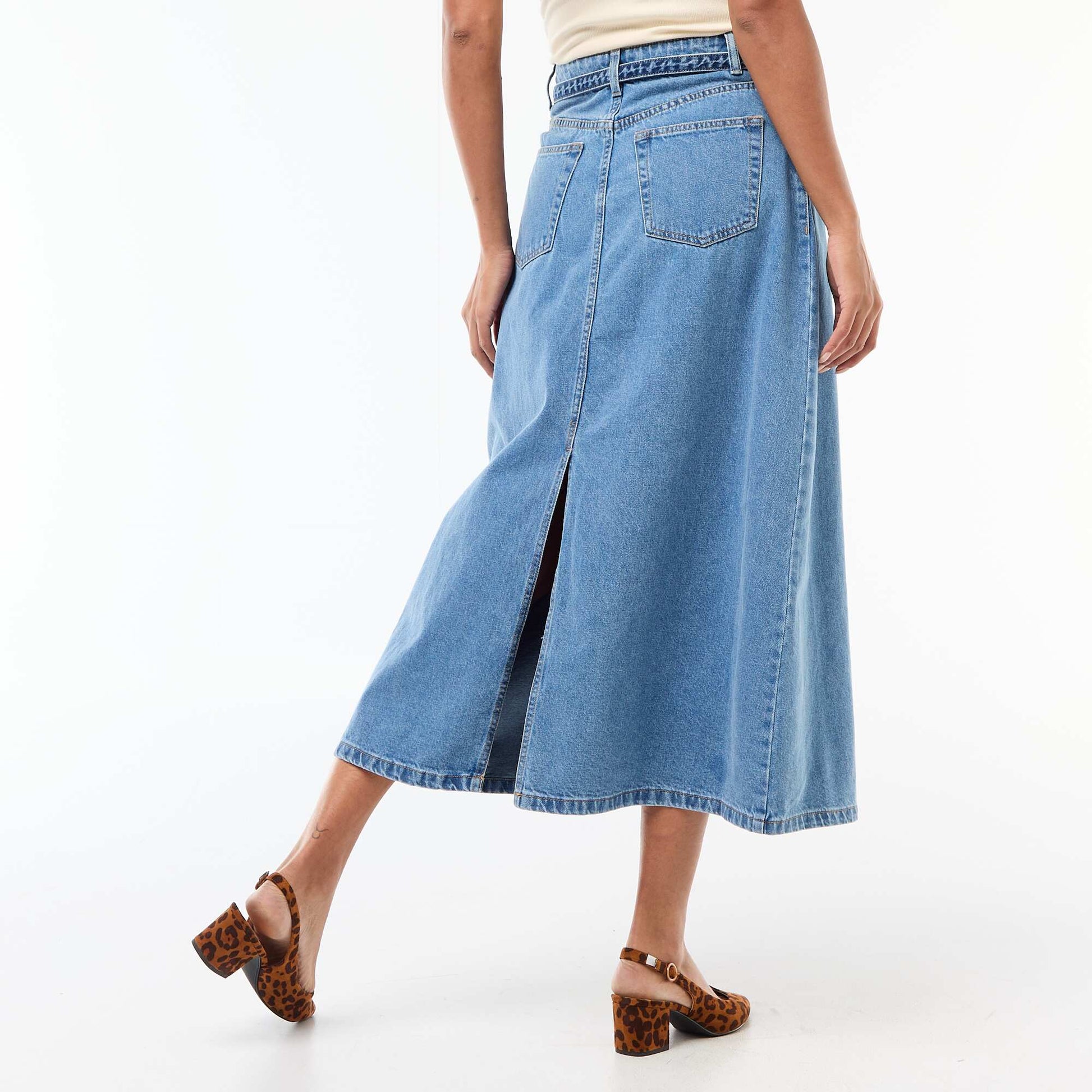 Jupe longue en jean BLEU