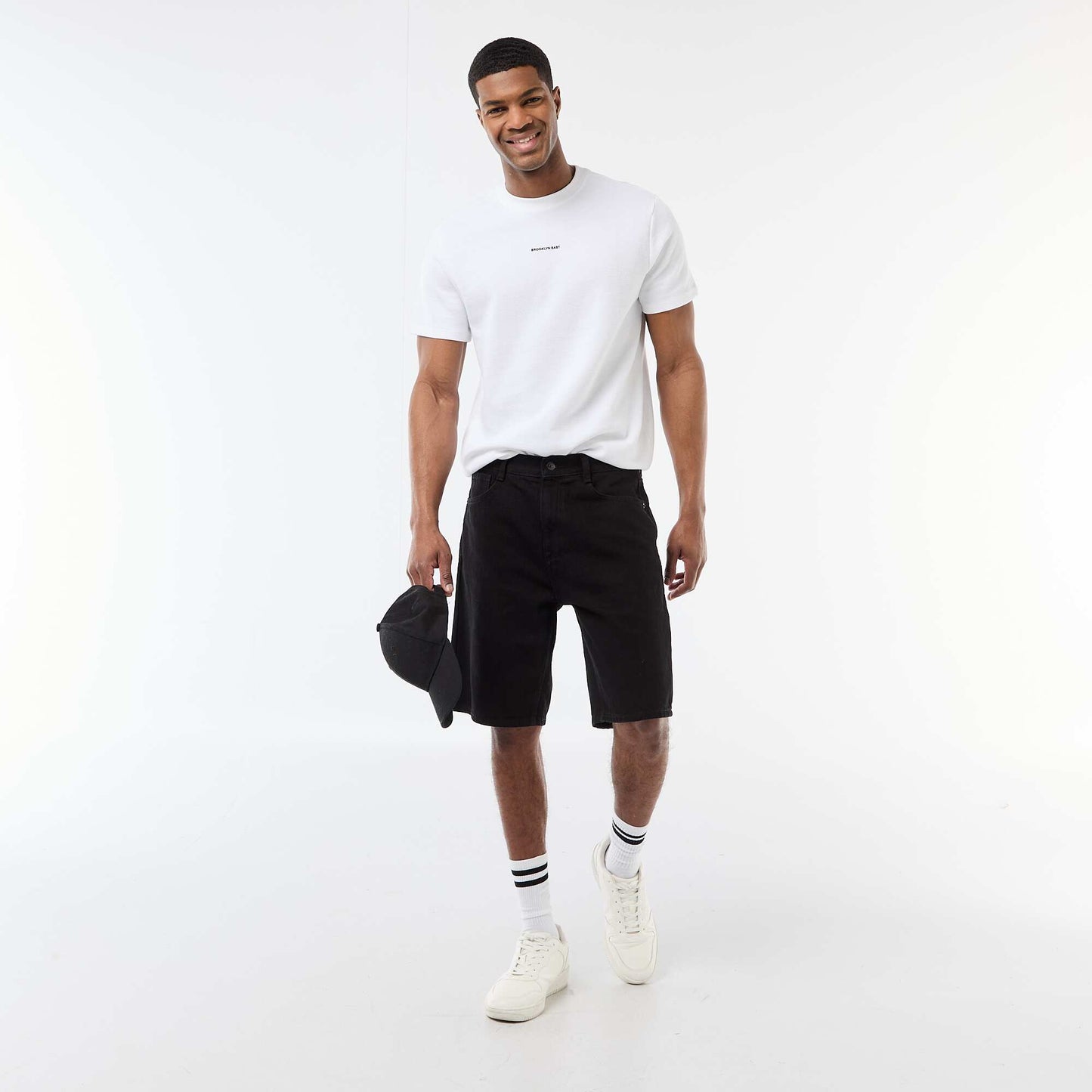 T-shirt en piqué de coton à manches courtes BLANC