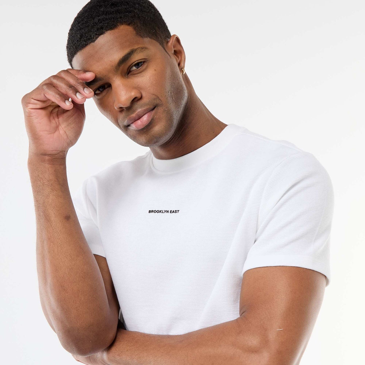 T-shirt en piqué de coton à manches courtes BLANC