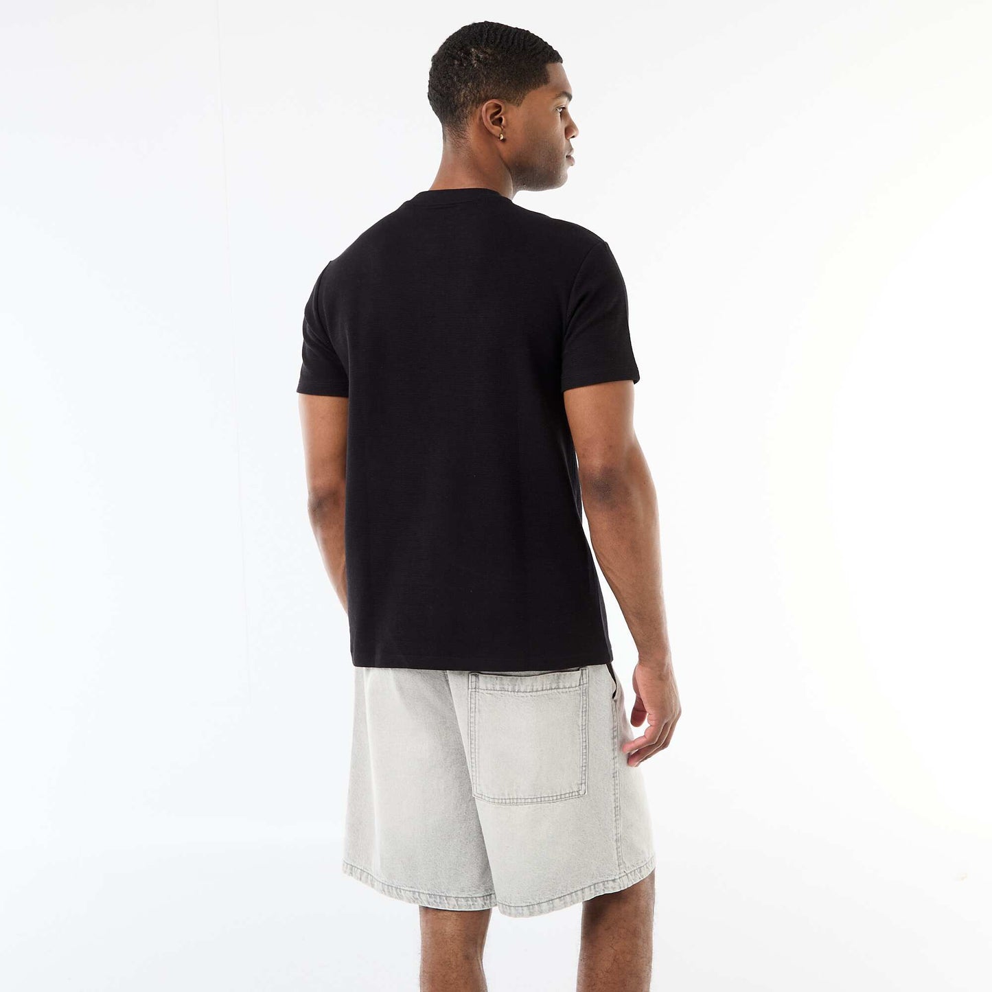 T-shirt en piqué de coton à manches courtes GRIS