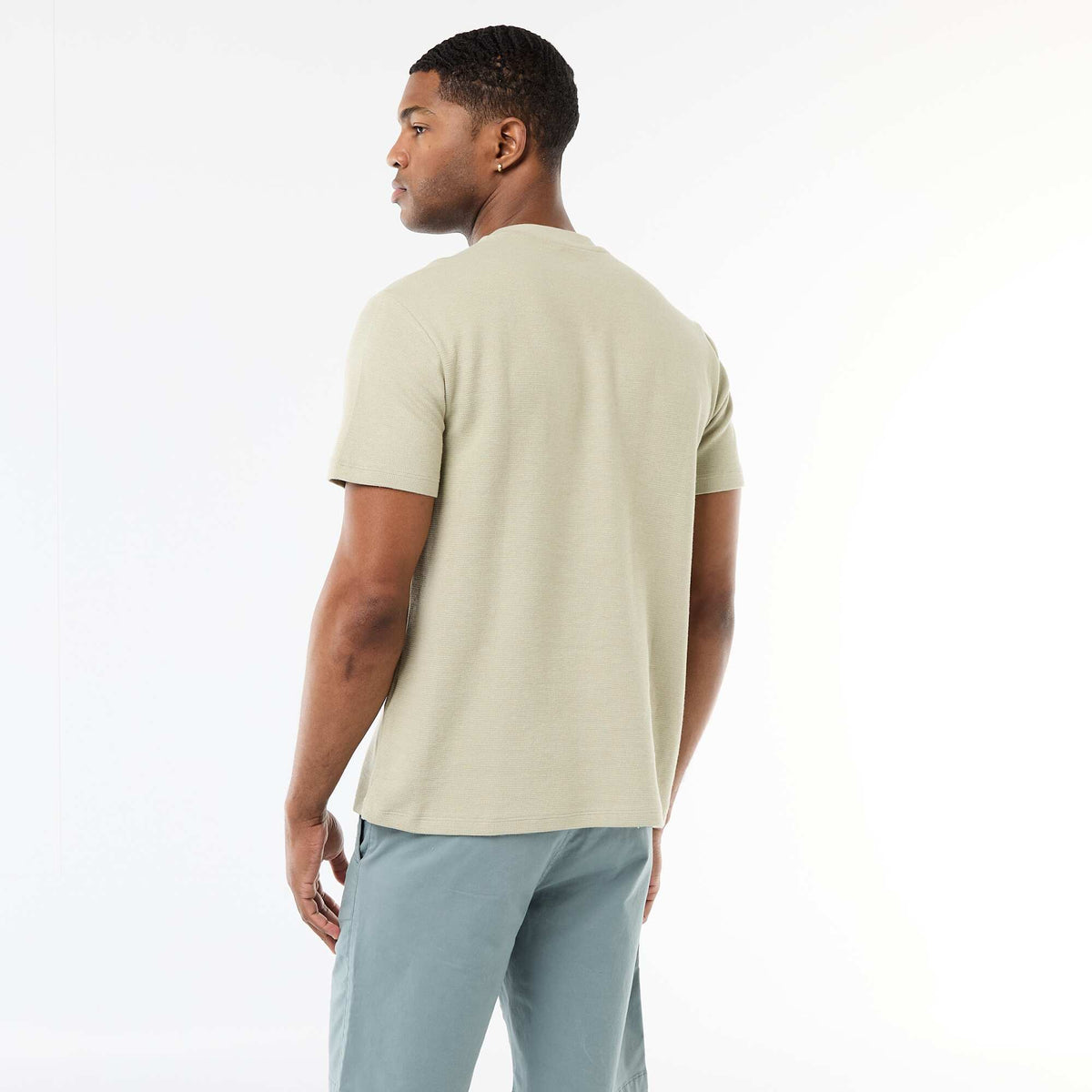 T-shirt en piqué de coton à manches courtes BEIGE