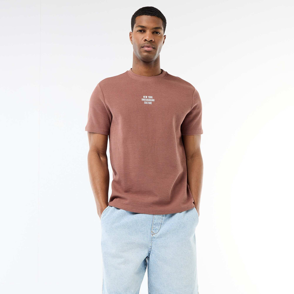 T-shirt en piqué de coton à manches courtes GRIS