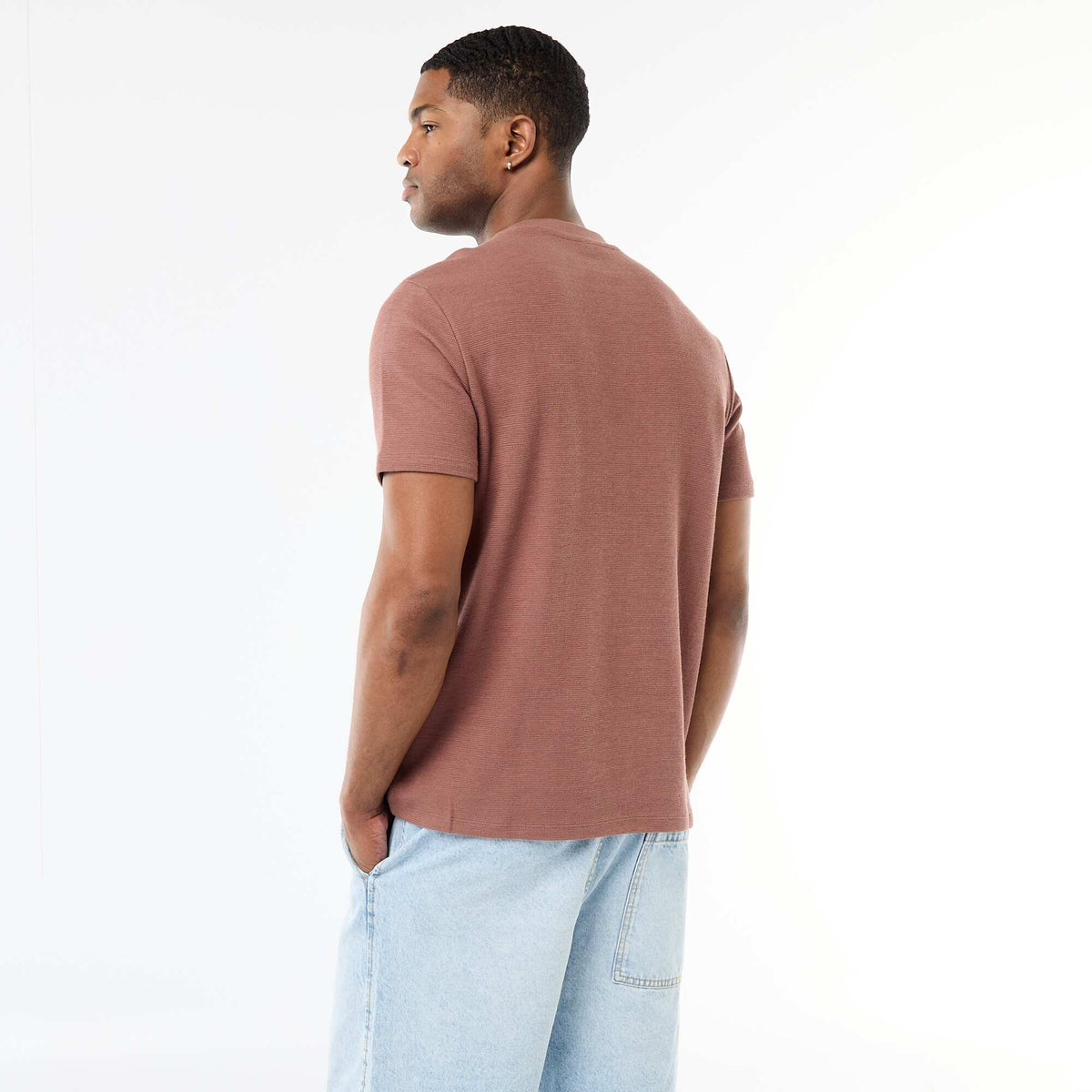 T-shirt en piqué de coton à manches courtes GRIS