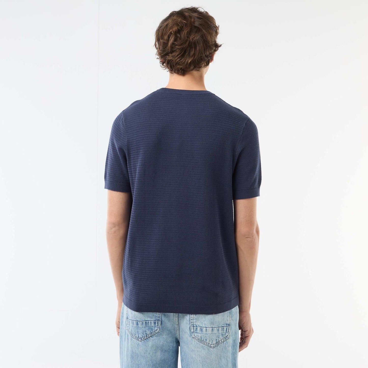 T-shirt à manches courtes en matière fantaisie BLEU