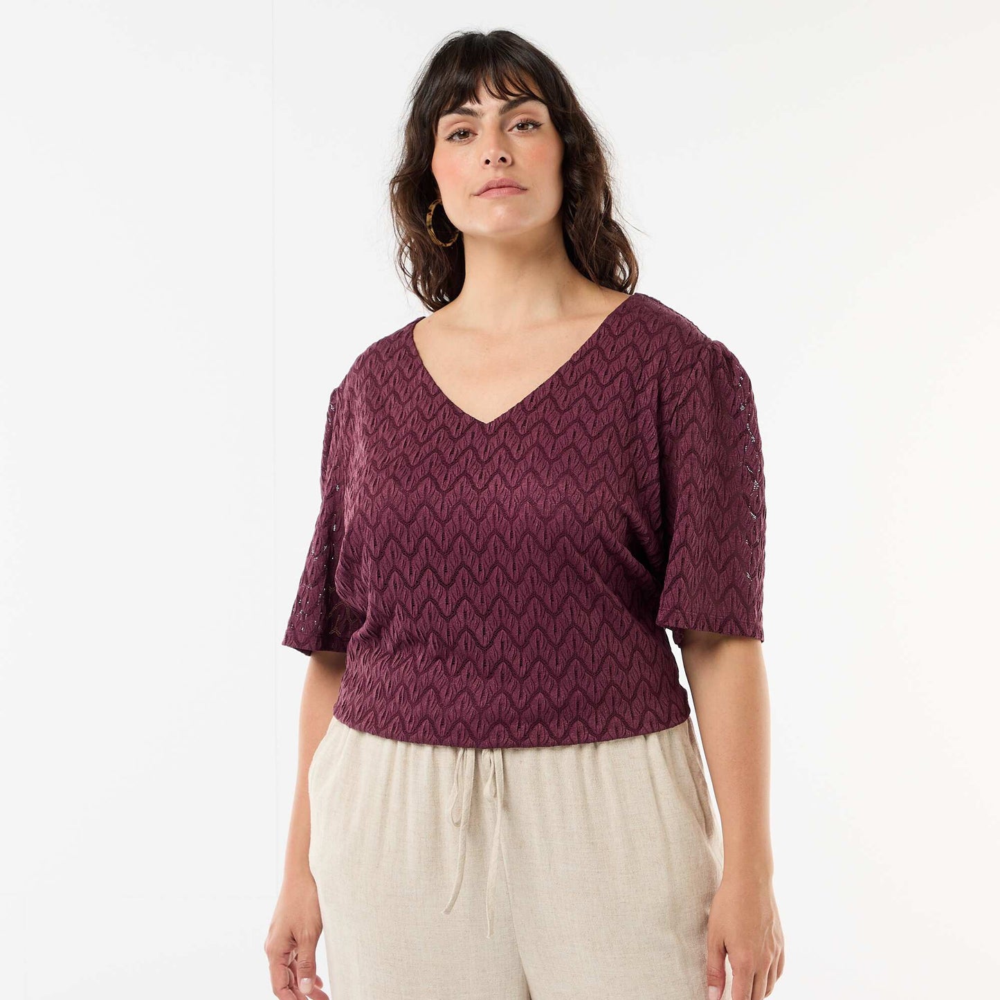 Tee-shirt en dentelle ajourée BORDEAUX