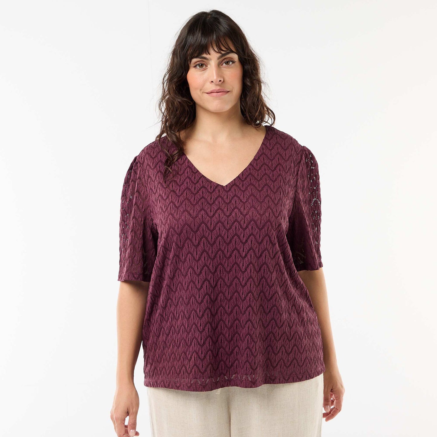 Tee-shirt en dentelle ajourée BORDEAUX