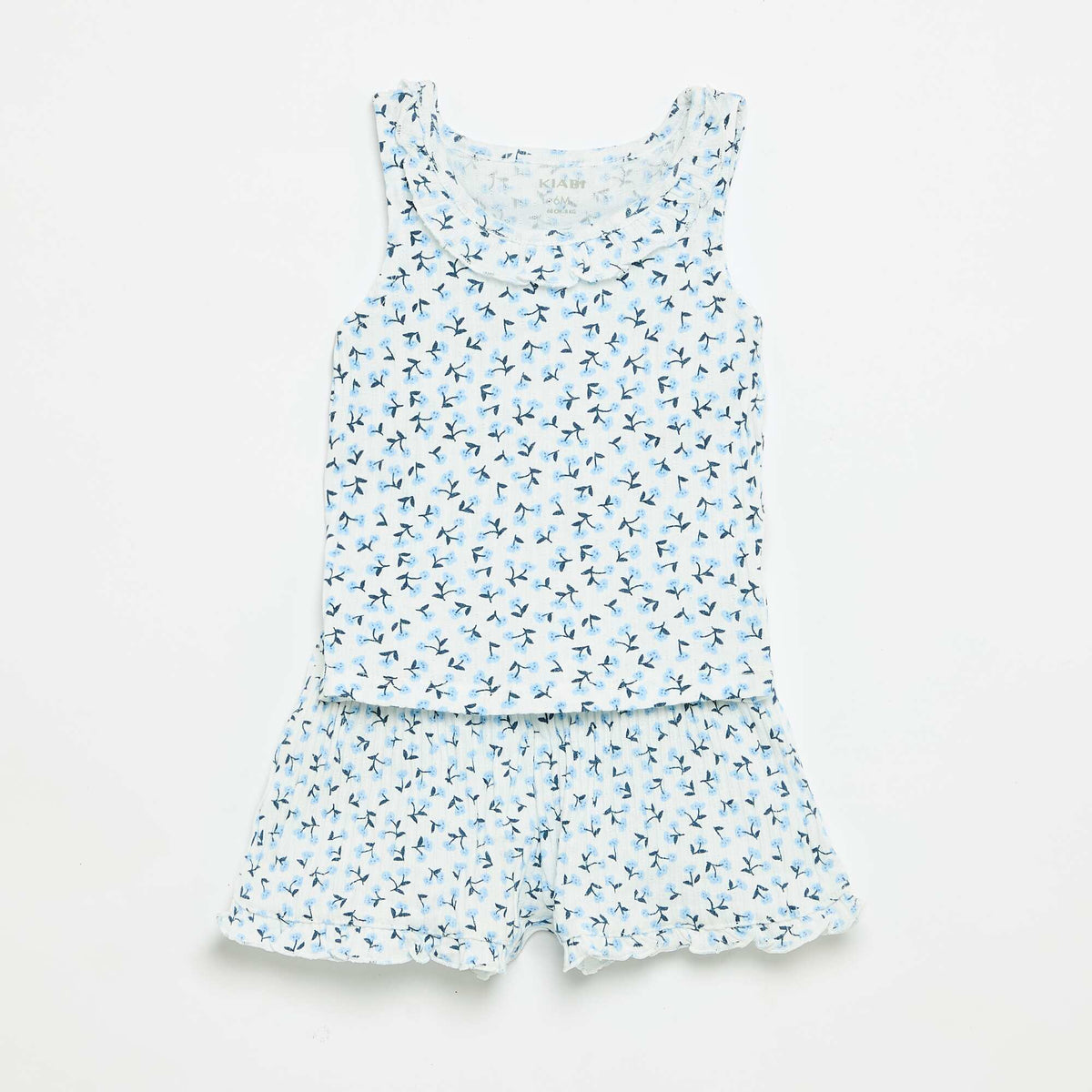 Ensemble short + débardeur en maille pointelle BLEU