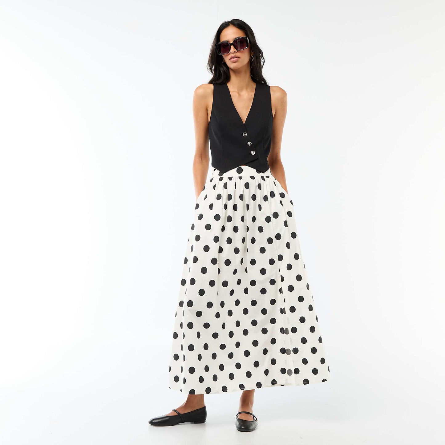 Gilet de costume avec ouverture boutonnée asymétrique NOIR