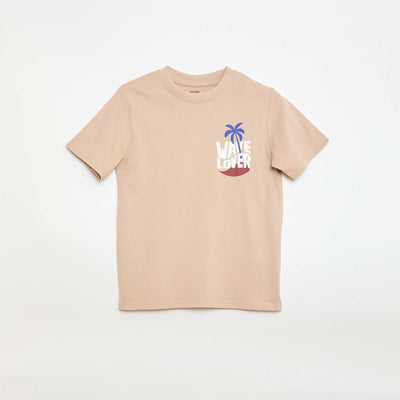 T-shirt à manches courtes imprimé recto/verso BEIGE