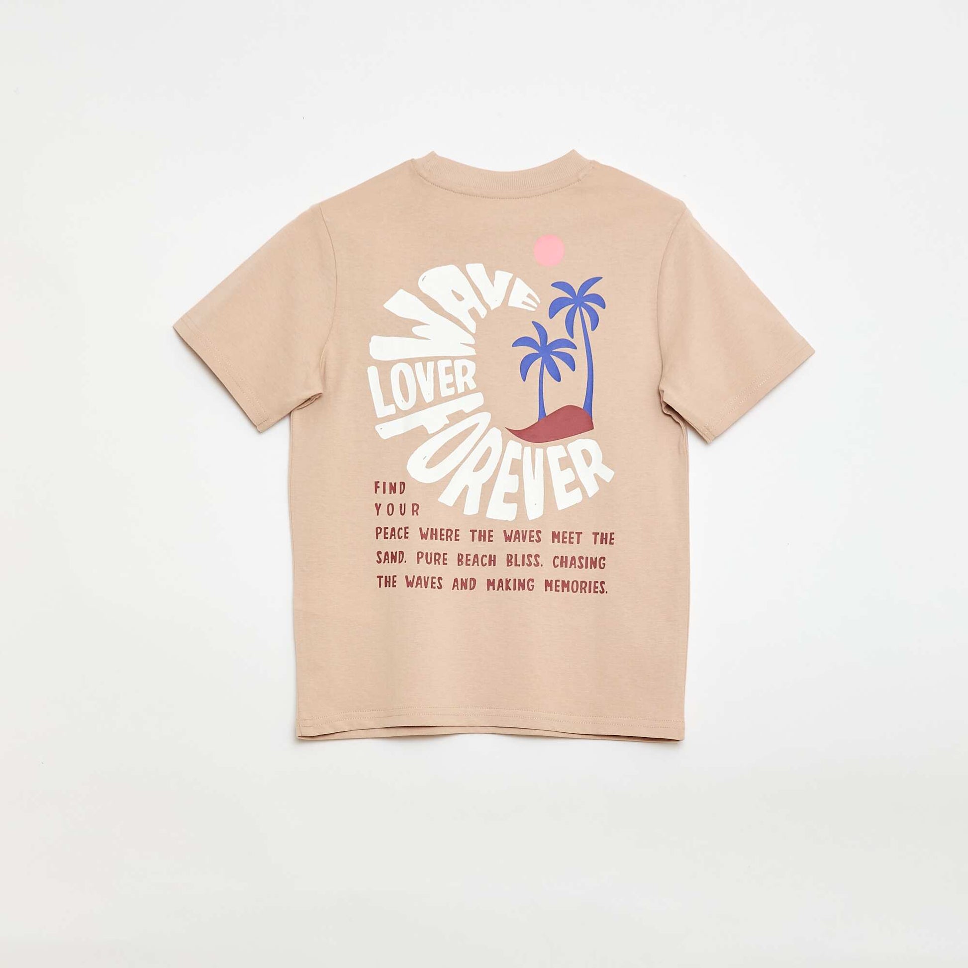 T-shirt à manches courtes imprimé recto/verso BEIGE