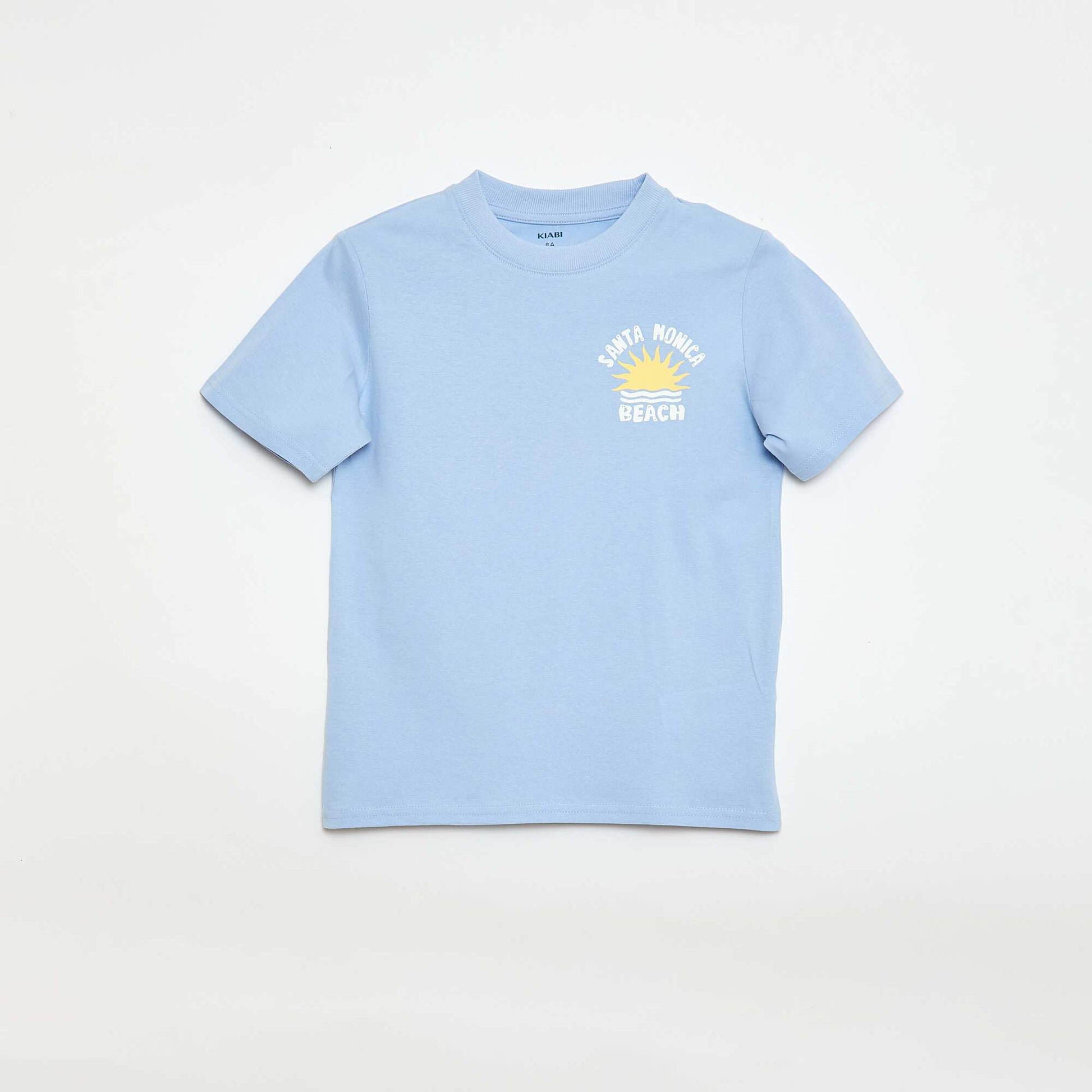 T-shirt à manches courtes imprimé recto/verso BLEU