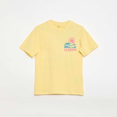 T-shirt à manches courtes imprimé recto/verso BEIGE