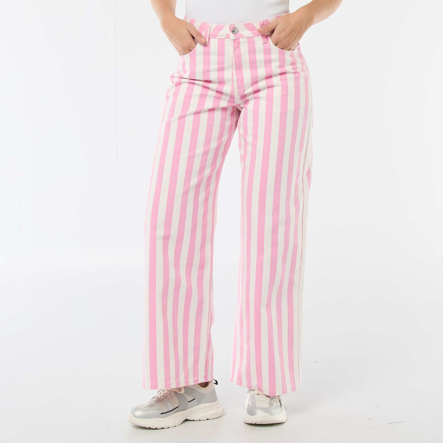 Pantalon wide leg à rayures ROSE