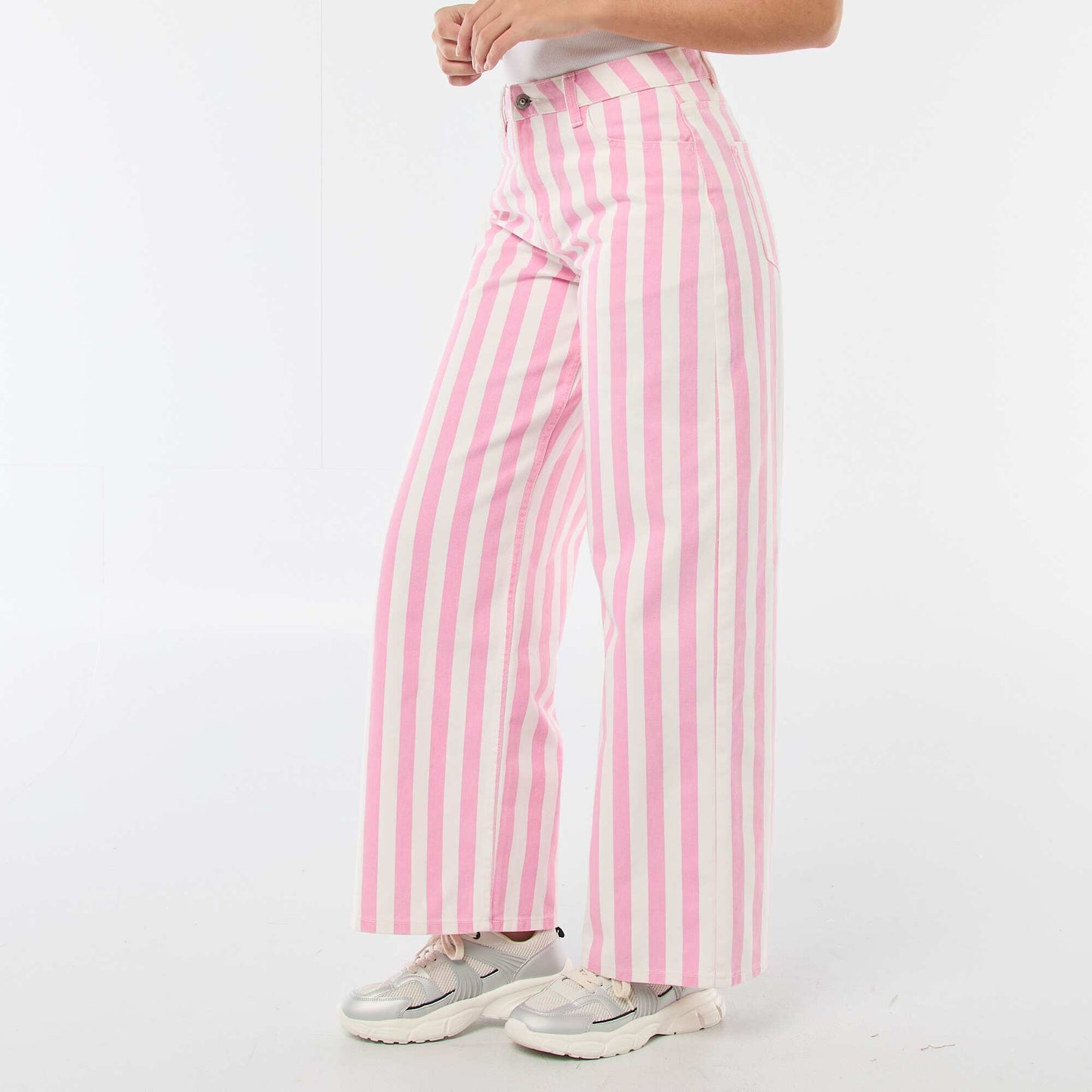 Pantalon wide leg à rayures ROSE