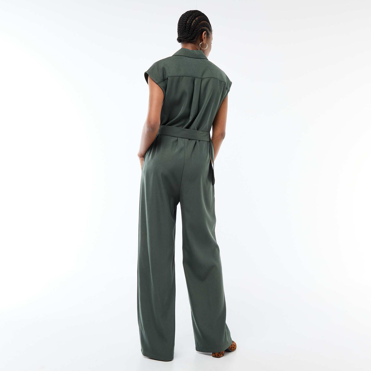 Combinaison pantalon large ceinturée VERT